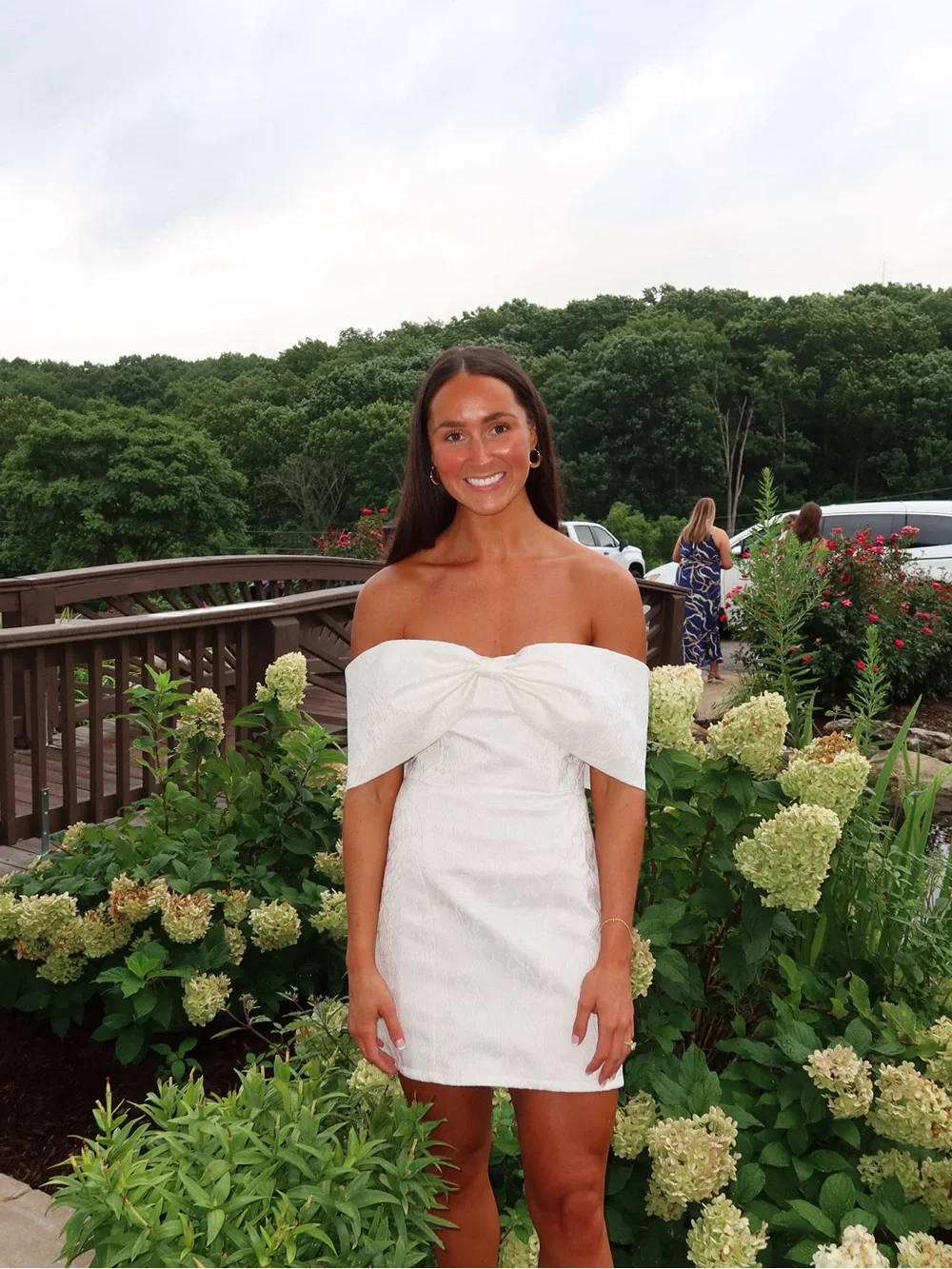 Hello Molly White Strapless Mini Dress with Bow Neckline